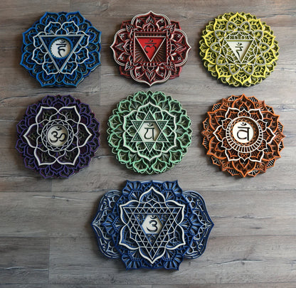 Seven Chakras Set Wall Hangings | Wooden Wall Decor