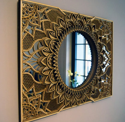 Wall Mirror Large Wall Décor Ornate Mirror |  Wooden Wall Decor