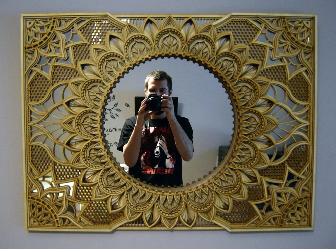 Wall Mirror Large Wall Décor Ornate Mirror |  Wooden Wall Decor