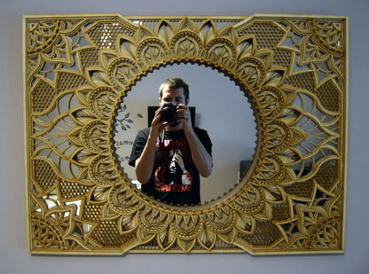 Wall Mirror Large Wall Décor Ornate Mirror |  Wooden Wall Decor