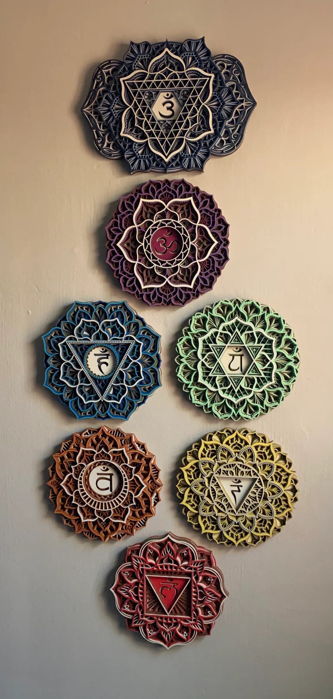 Seven Chakras Set Wall Hangings | Wooden Wall Decor