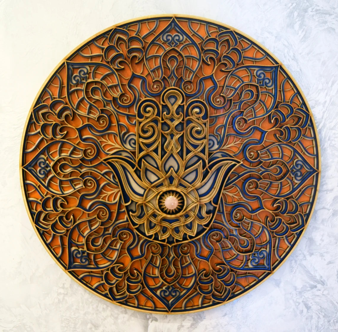 Hamsa Mandala Design | Wooden Wall Decor