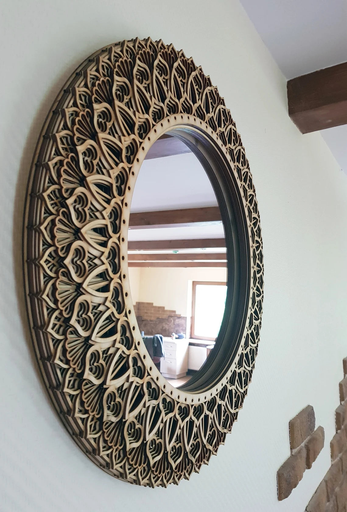 Geometry Mirror Home Decor |  Wooden Wall Decor