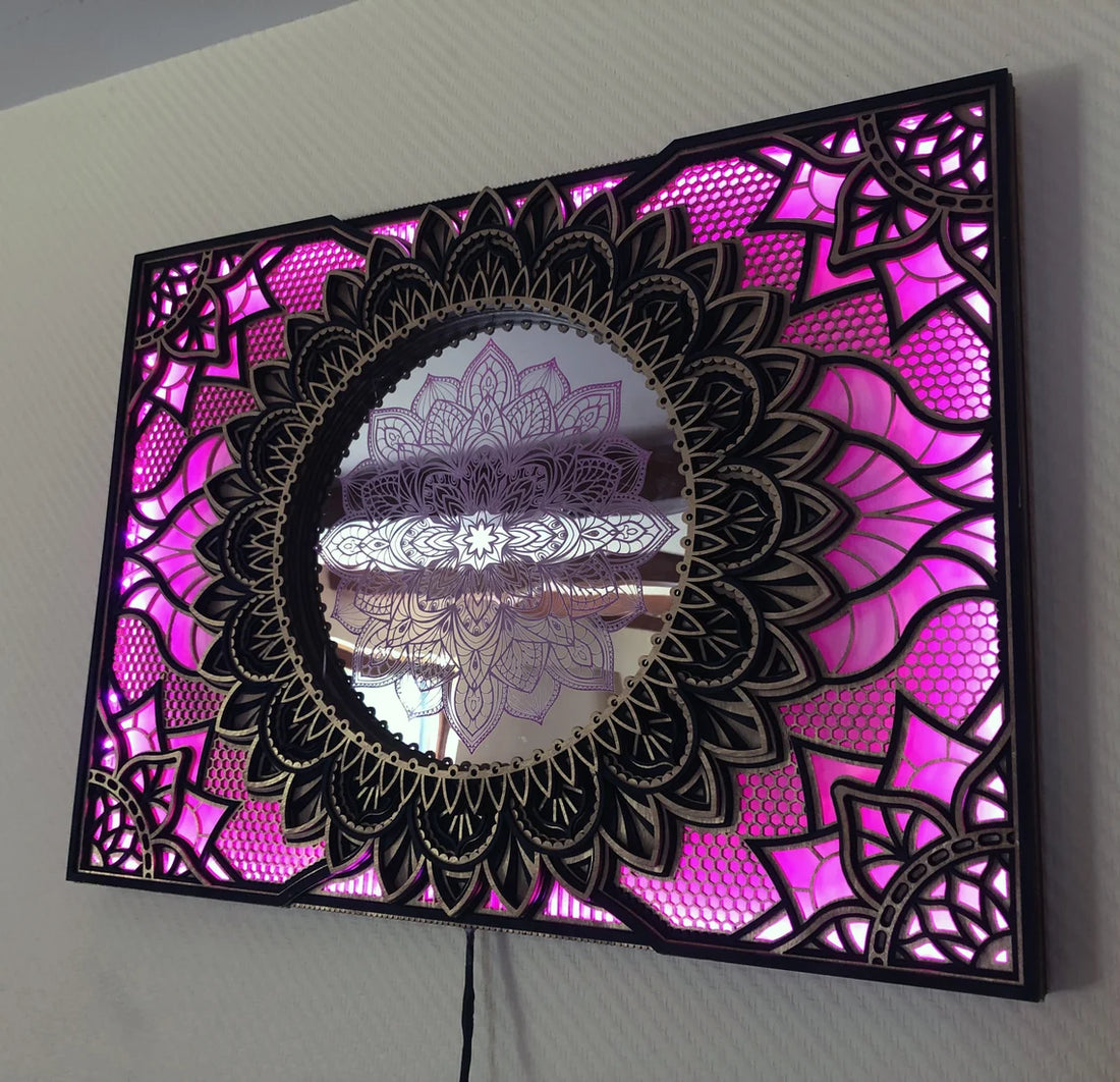 Mandala Flower Glowing LED Wall Hanging |  Wooden Wall Decor