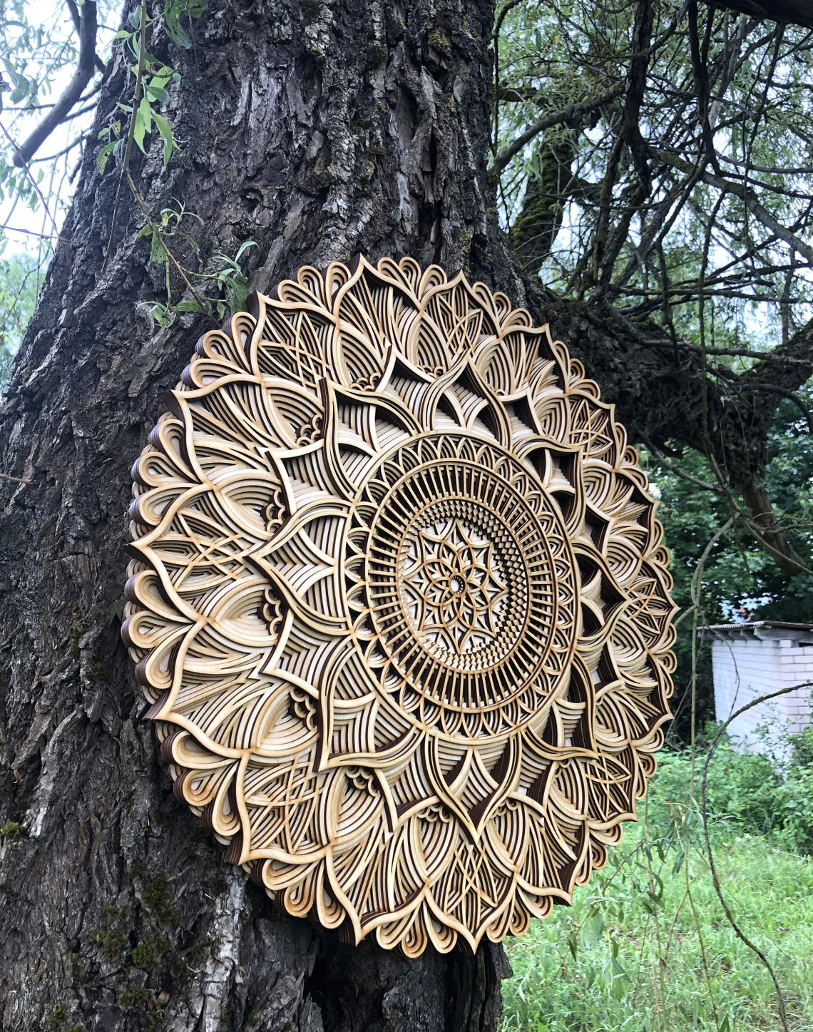 Geometric Wood Mandala | Wooden Wall Decor