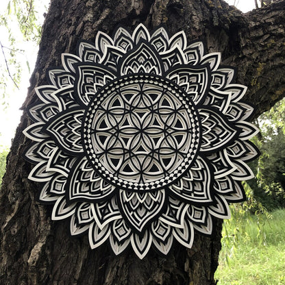 Sunflower Design Mandala Art | Wooden Wall Decor