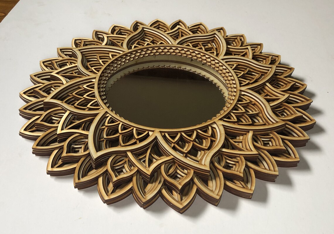 Mandala Wall Art Ornate Mirror |  Wooden Wall Decor