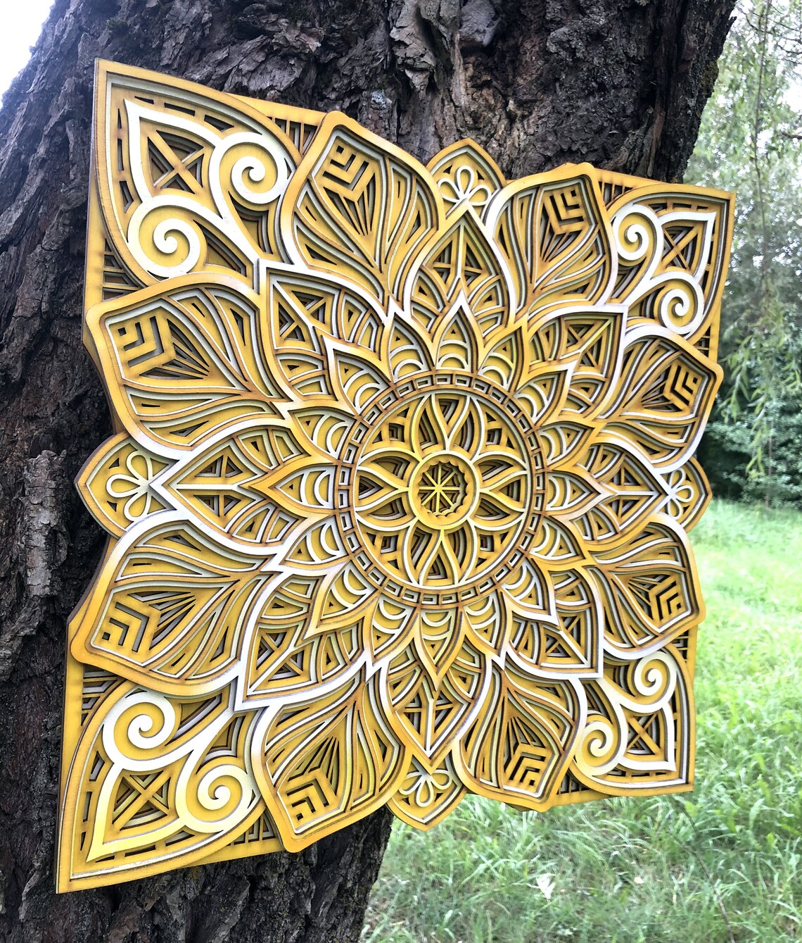 Unique Wall Art Flower Mandala Art | Wooden Wall Decor