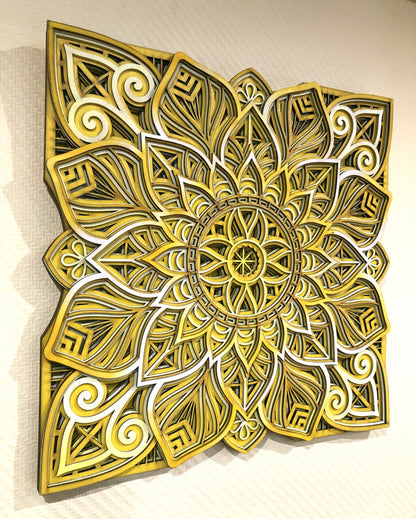 Unique Wall Art Flower Mandala Art | Wooden Wall Decor