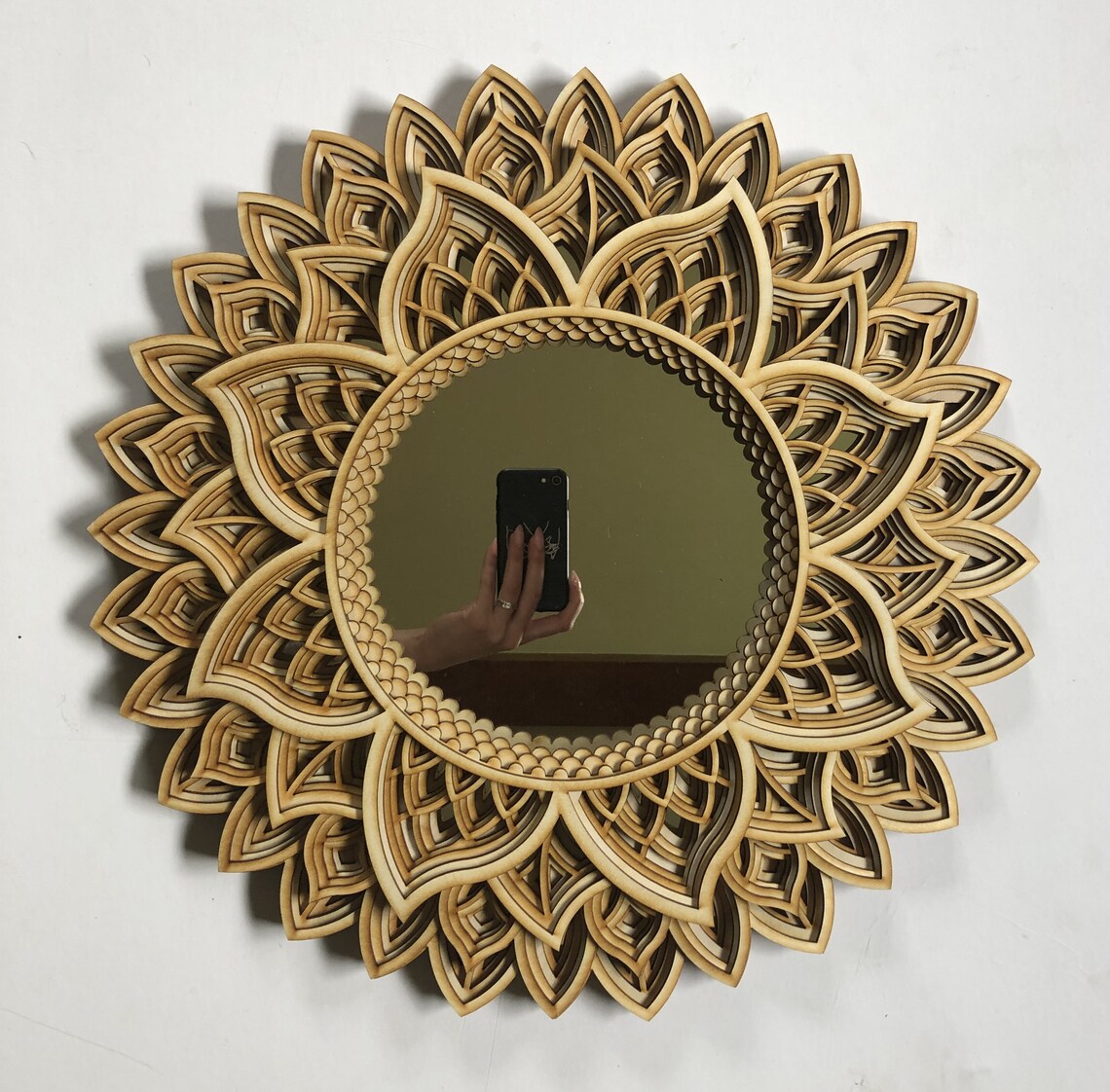 Mandala Wall Art Ornate Mirror |  Wooden Wall Decor