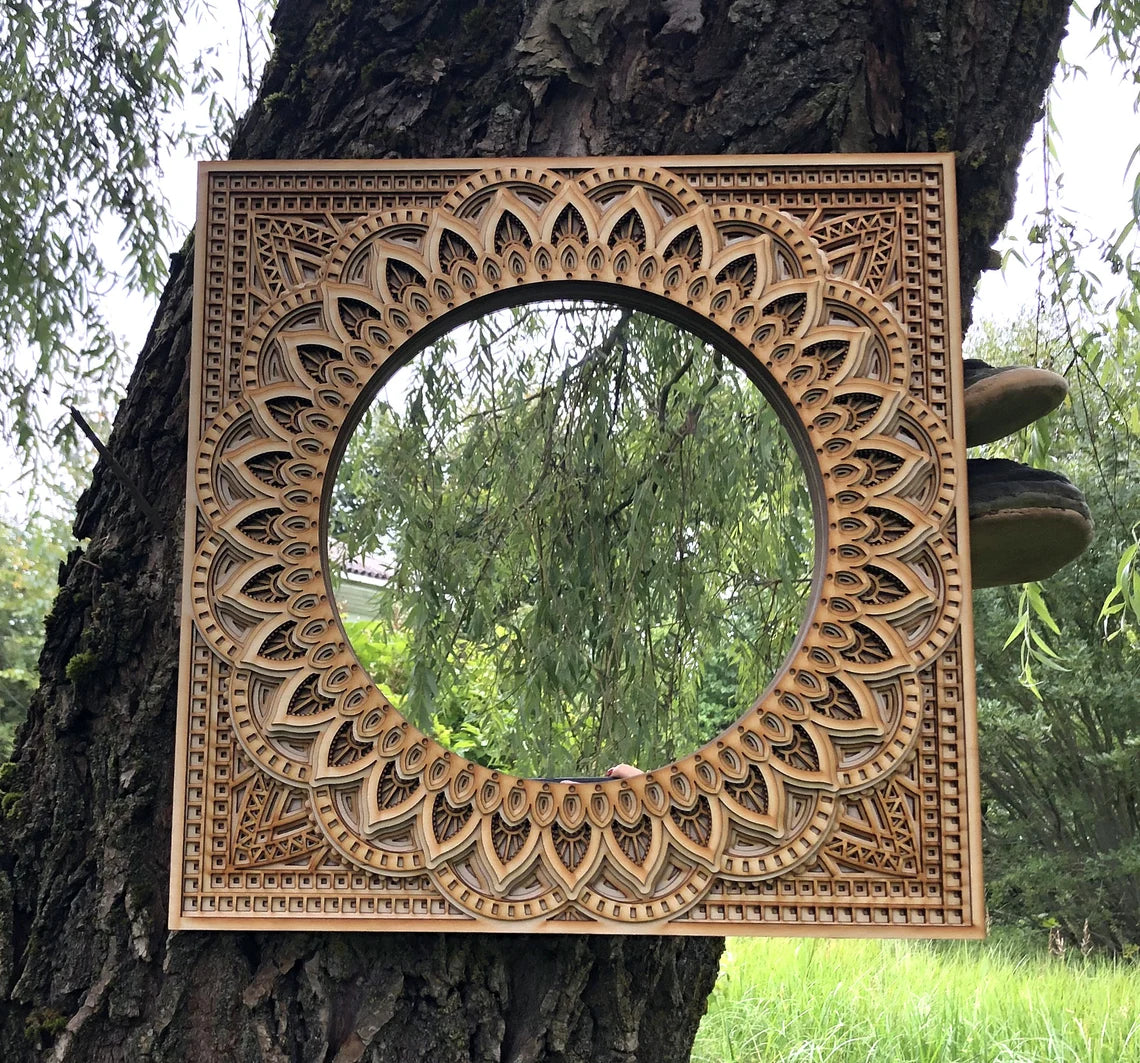 Ornate Wooden Mirror |  Wooden Wall Decor