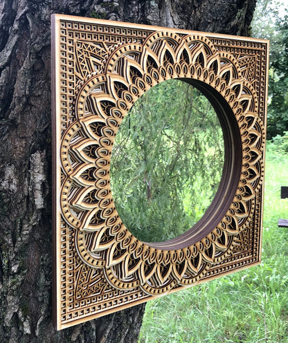 Ornate Wooden Mirror |  Wooden Wall Decor