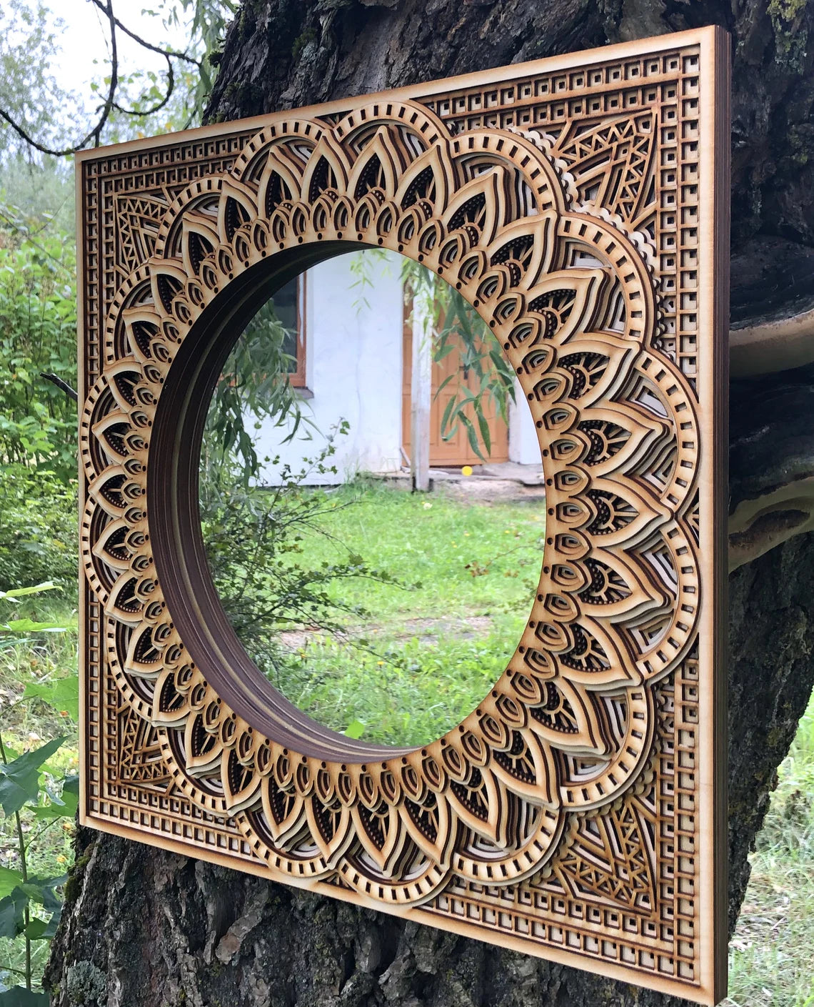 Ornate Wooden Mirror |  Wooden Wall Decor