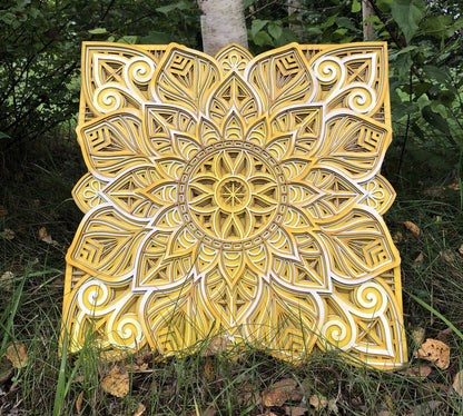 Unique Wall Art Flower Mandala Art | Wooden Wall Decor