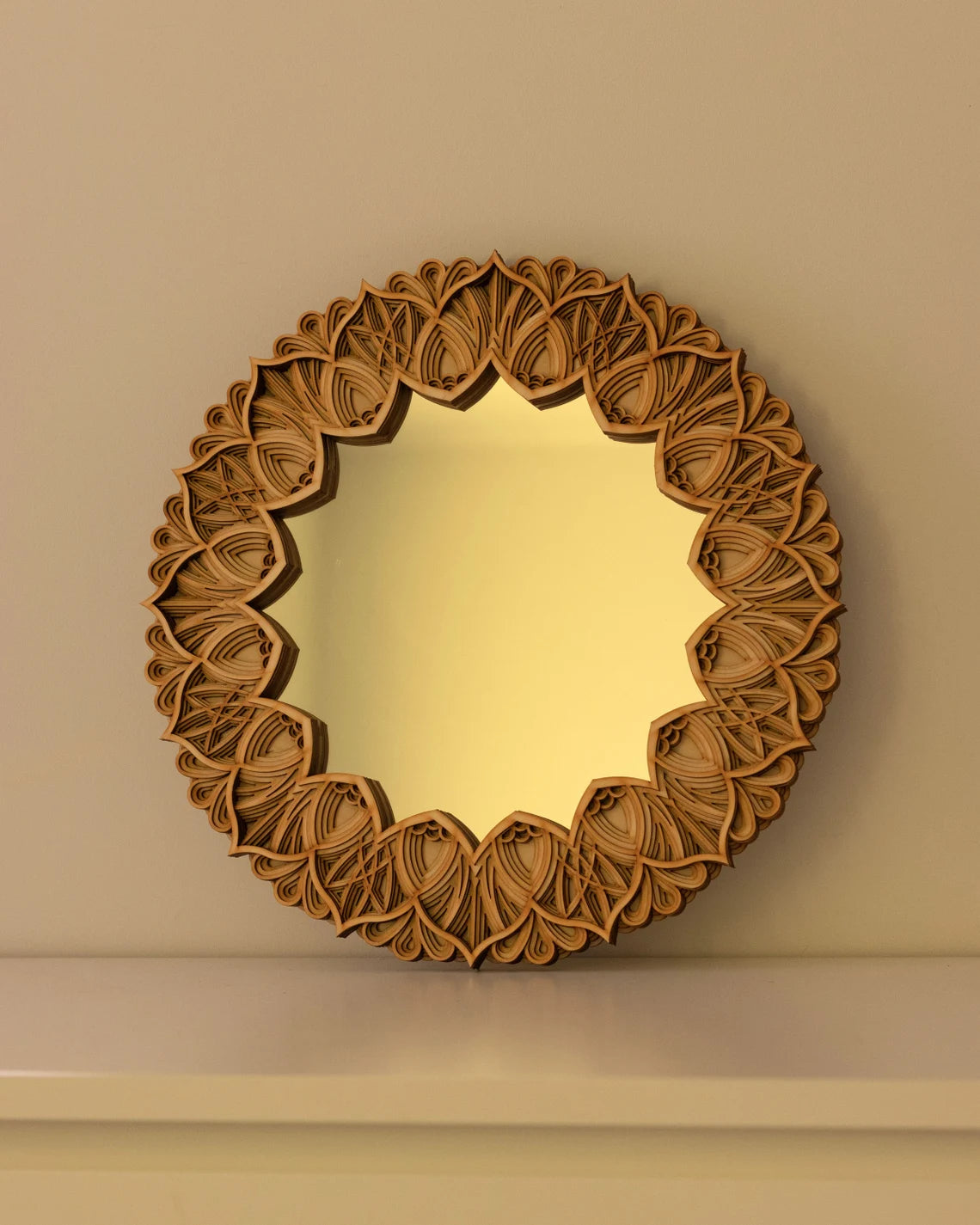 Unique Mandala Art Mirror |  Wooden Wall Decor