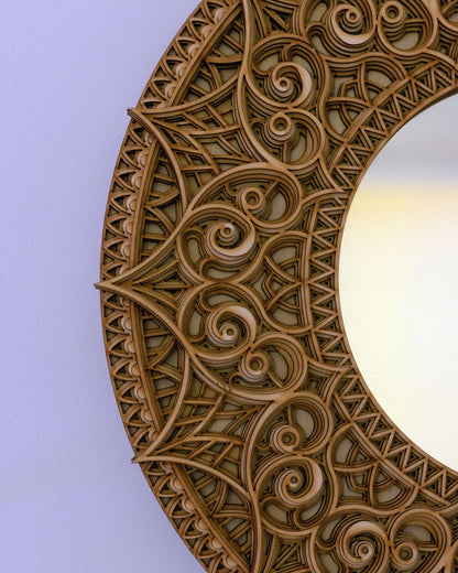 Circle Mirror Wall Décor Ornate Mirror |  Wooden Wall Decor