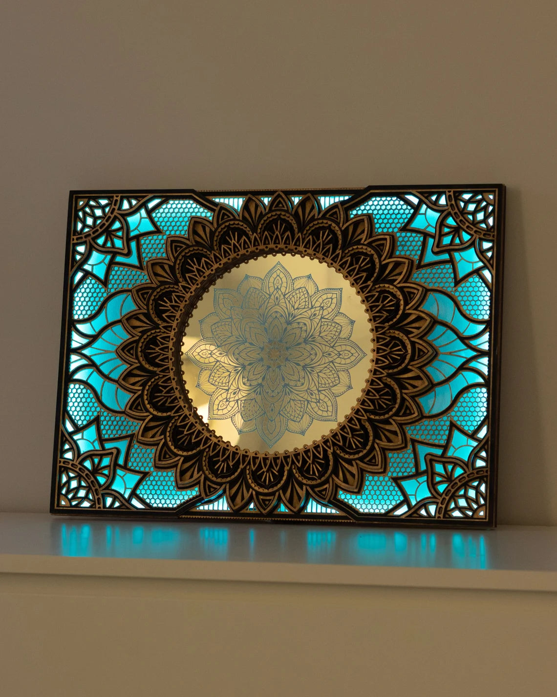 Mandala Flower Glowing LED Wall Hanging |  Wooden Wall Decor