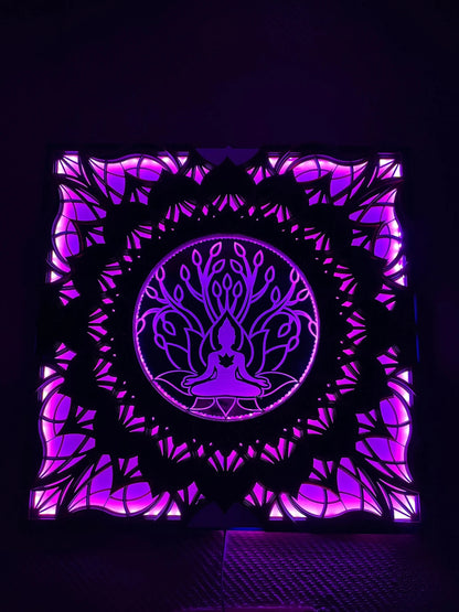 Buddha Wall Art Color Changing LED Wall Hanging |  Wooden Wall Decor