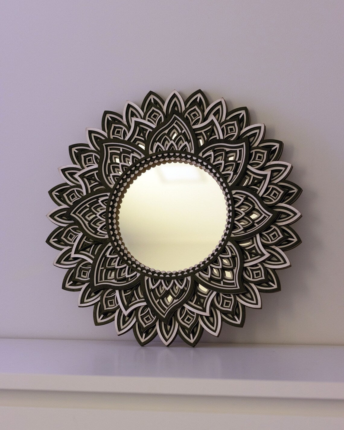 Mandala Wall Art Ornate Mirror |  Wooden Wall Decor