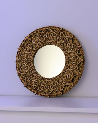 Circle Mirror Wall Décor Ornate Mirror |  Wooden Wall Decor