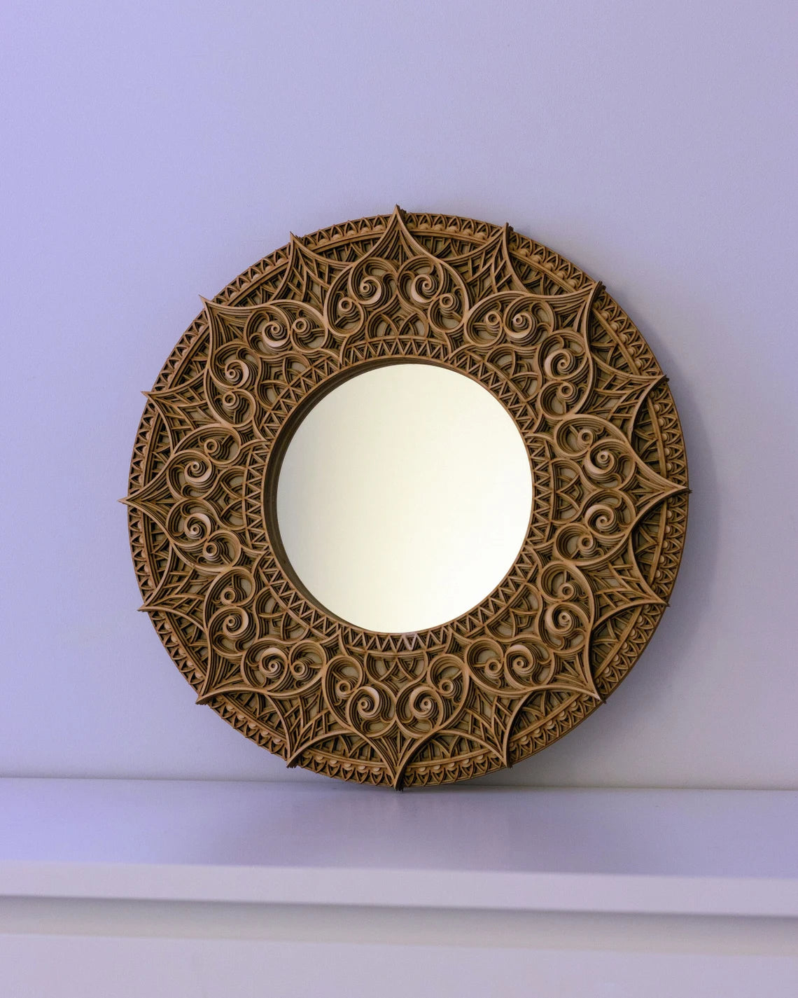 Circle Mirror Wall Décor Ornate Mirror |  Wooden Wall Decor