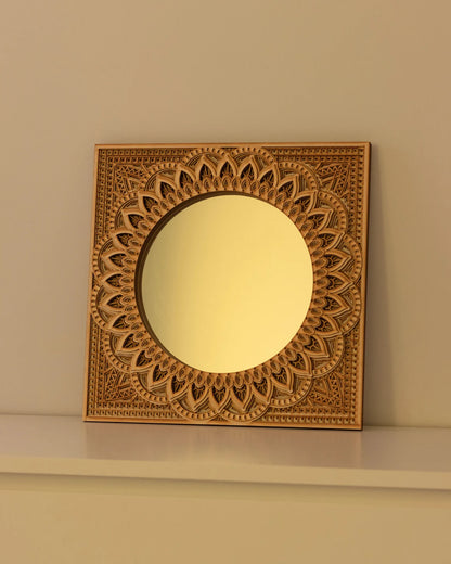 Ornate Wooden Mirror |  Wooden Wall Decor