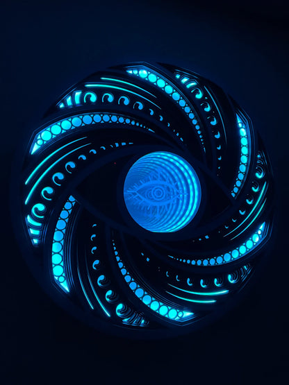 Spiral Design Glowing LED Wall Art |  Wooden Wall Decor