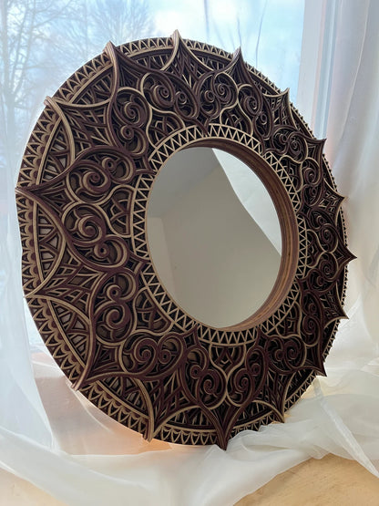 Circle Mirror Wall Décor Ornate Mirror |  Wooden Wall Decor