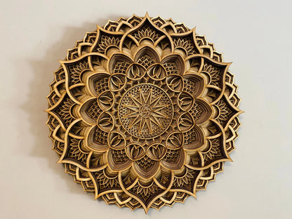 Star Design In Circle Floral Geometric Design | Wooden Wall Decor