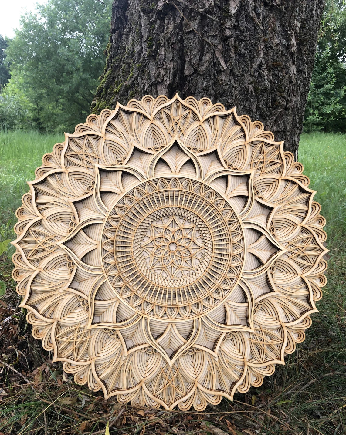 Geometric Wood Mandala | Wooden Wall Decor