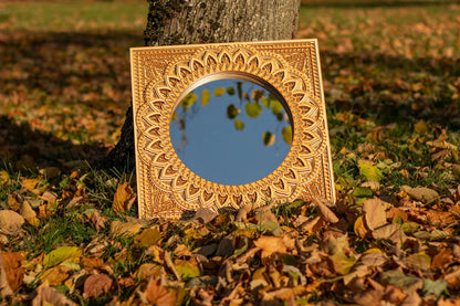 Ornate Wooden Mirror |  Wooden Wall Decor