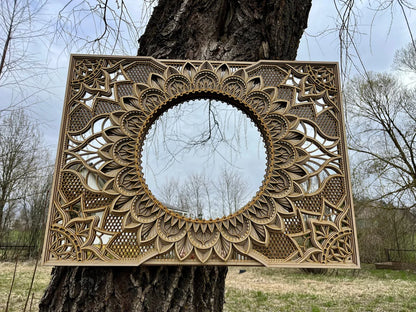 Wall Mirror Large Wall Décor Ornate Mirror |  Wooden Wall Decor