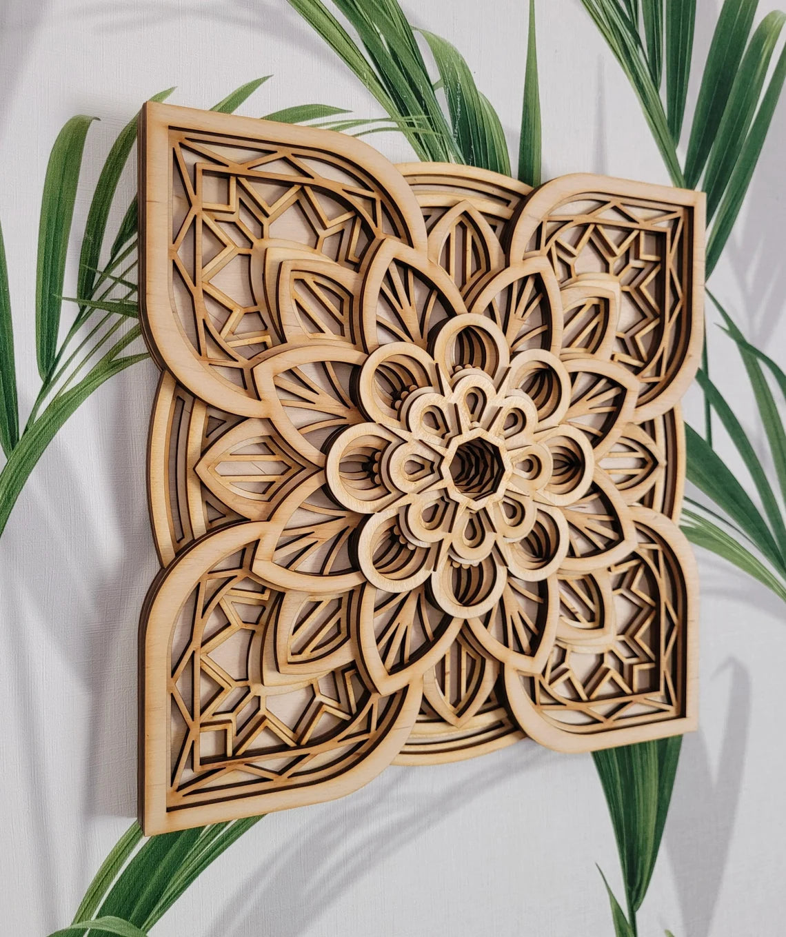 Multi Flower Design Mandala Wall Art | Wooden Wall Decor