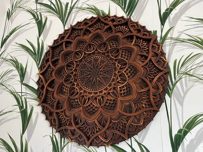 Star Design In Circle Floral Geometric Design | Wooden Wall Decor