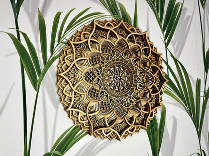 Star Design In Circle Floral Geometric Design | Wooden Wall Decor