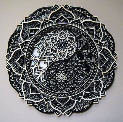 Yin Yang Mandala, Wood Mandala Zen | Wooden Wall Decor