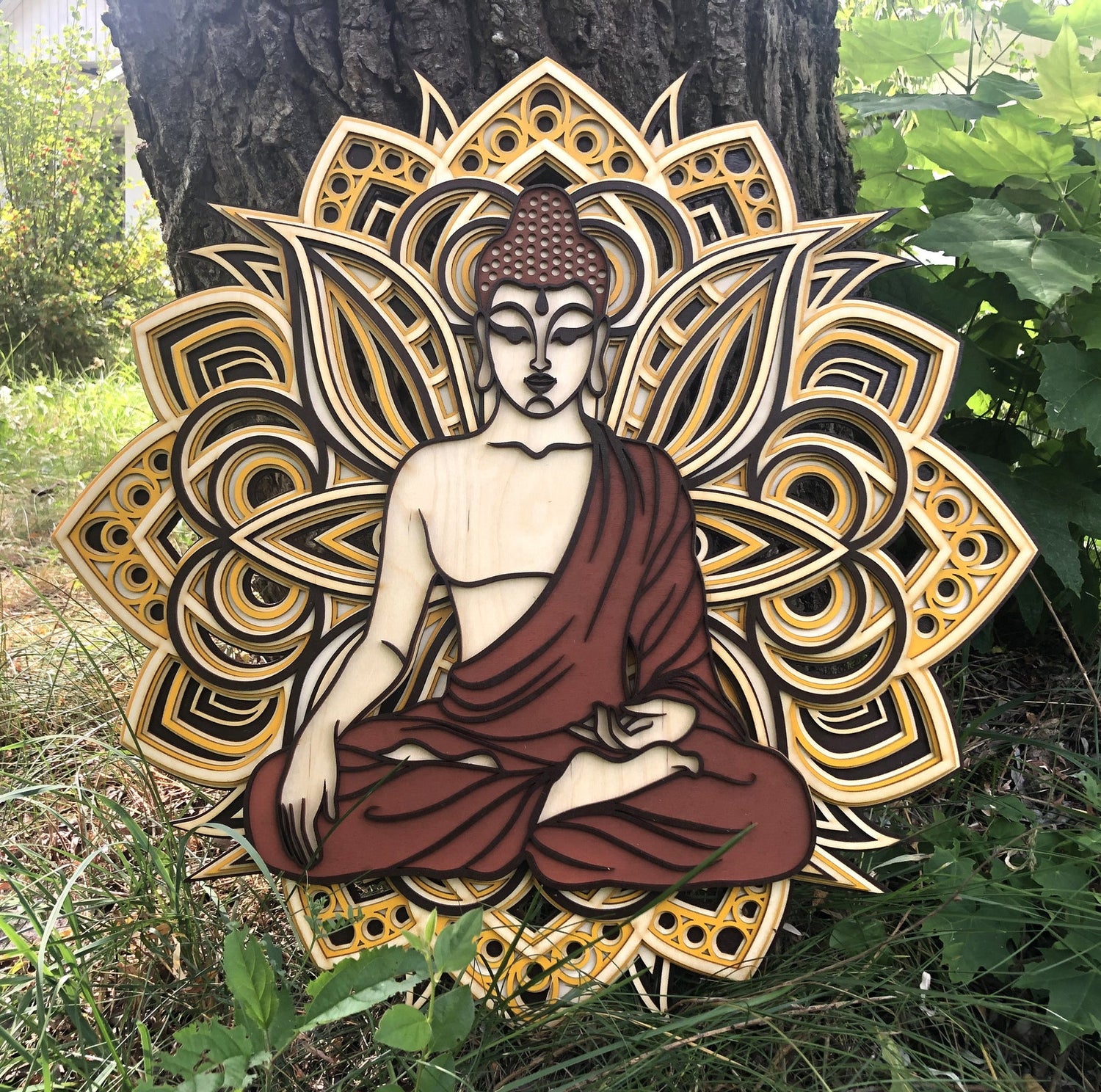 Buddha Taoist Zen Mandala | Wooden Wall Decor