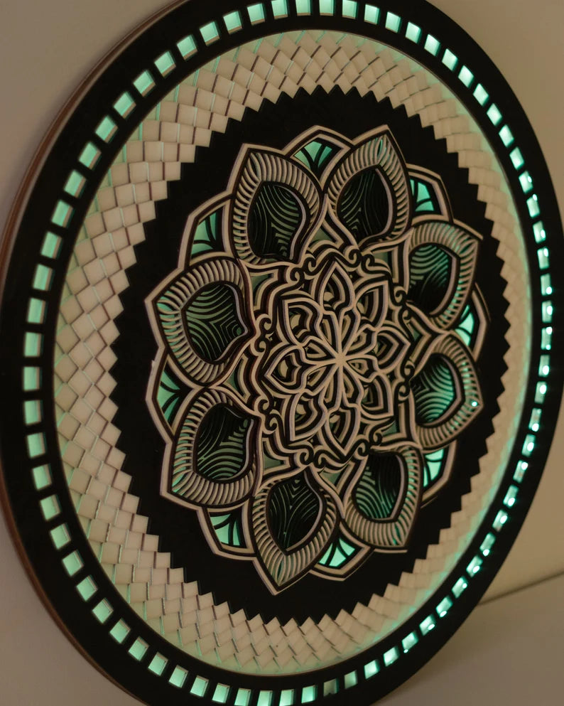 Color Changing Mandala Wall Art LED Wall Hanging |  Wooden Wall Decor