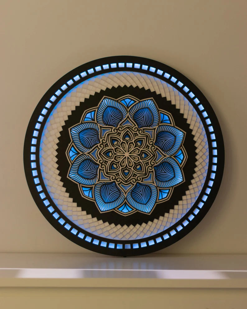 Color Changing Mandala Wall Art LED Wall Hanging |  Wooden Wall Decor