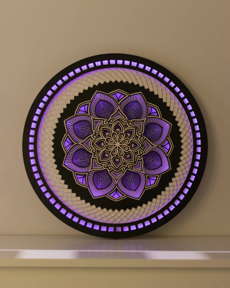 Color Changing Mandala Wall Art LED Wall Hanging |  Wooden Wall Decor