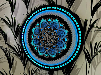 Color Changing Mandala Wall Art LED Wall Hanging |  Wooden Wall Decor