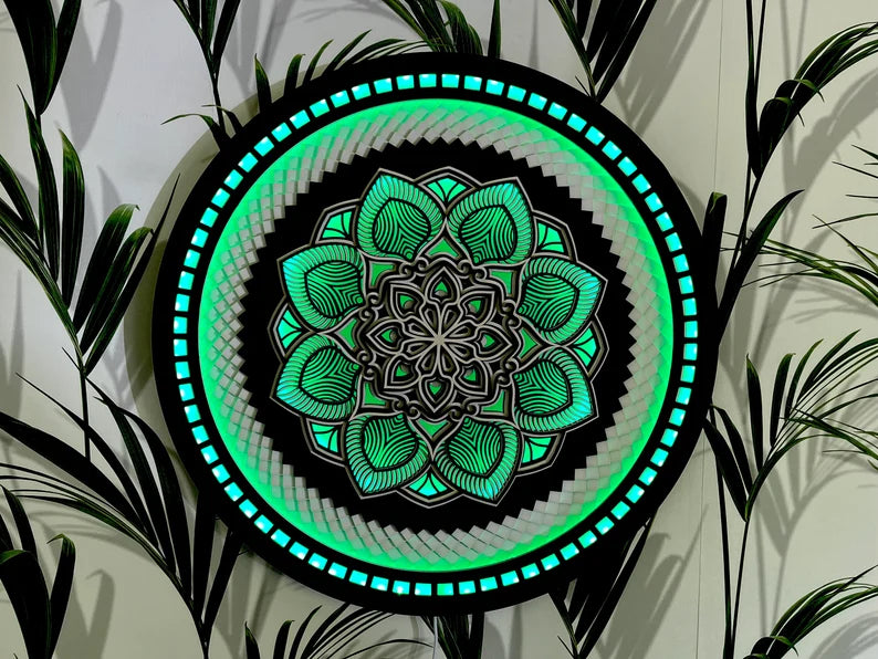 Color Changing Mandala Wall Art LED Wall Hanging |  Wooden Wall Decor