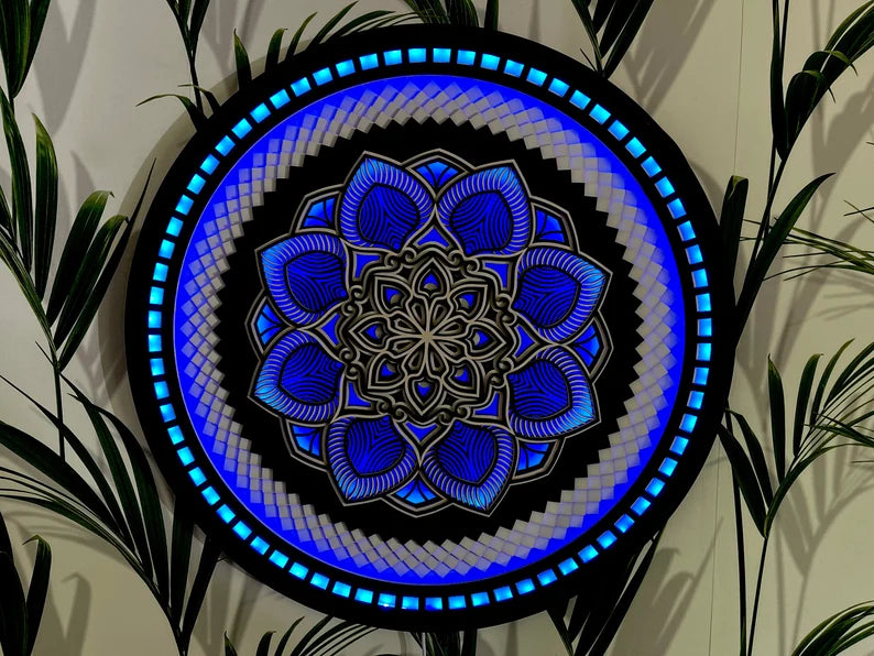 Color Changing Mandala Wall Art LED Wall Hanging |  Wooden Wall Decor