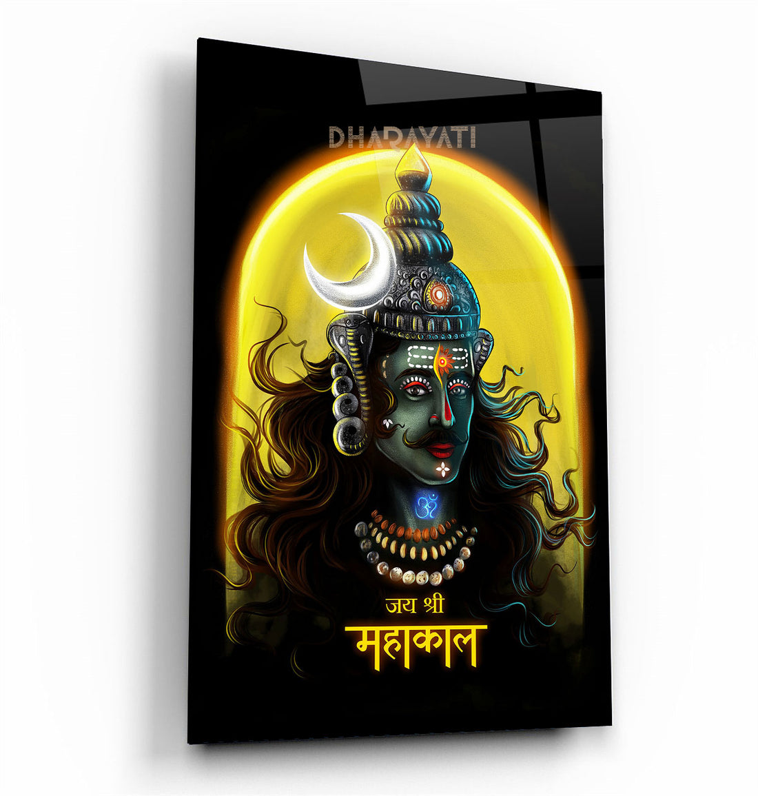 Jai Shree Mahakal Glass Wall Art | Divine Home Decor