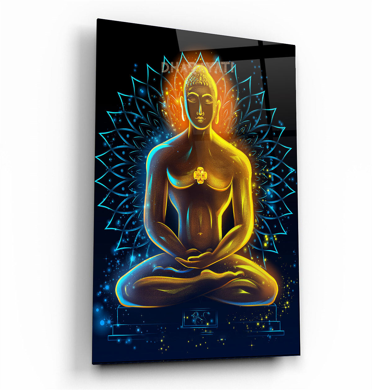 Mahavir in Meditation Glass Wall Art - Serene Enlightenment