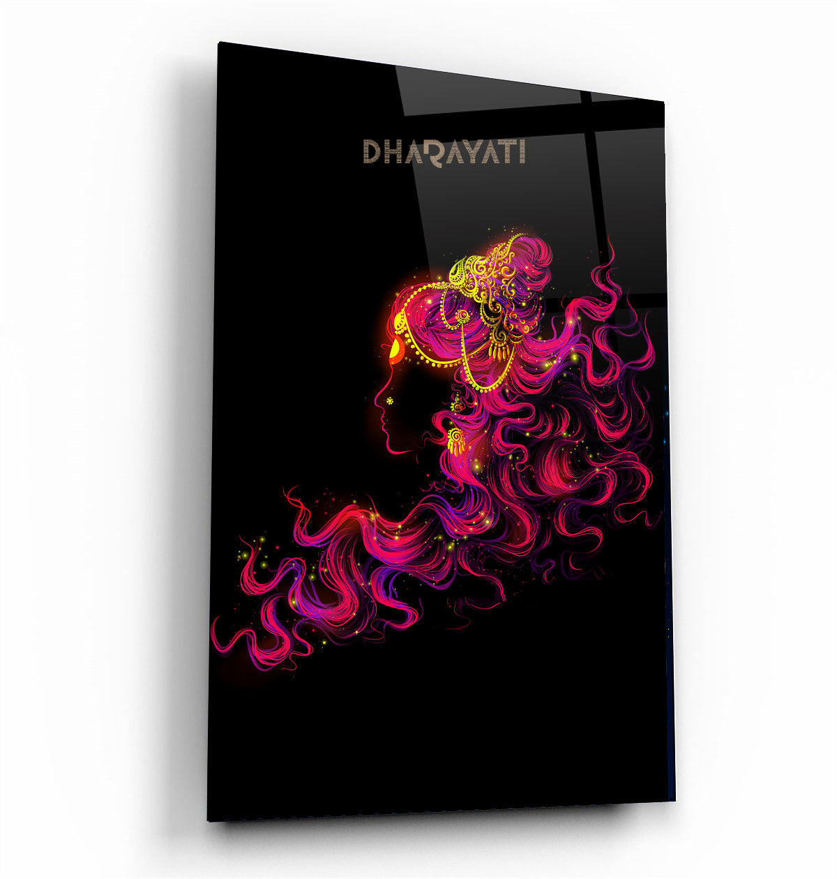 Empower Your Space with Shakti: Pink Glass Wall Art Depicting the Divine Feminine Energy