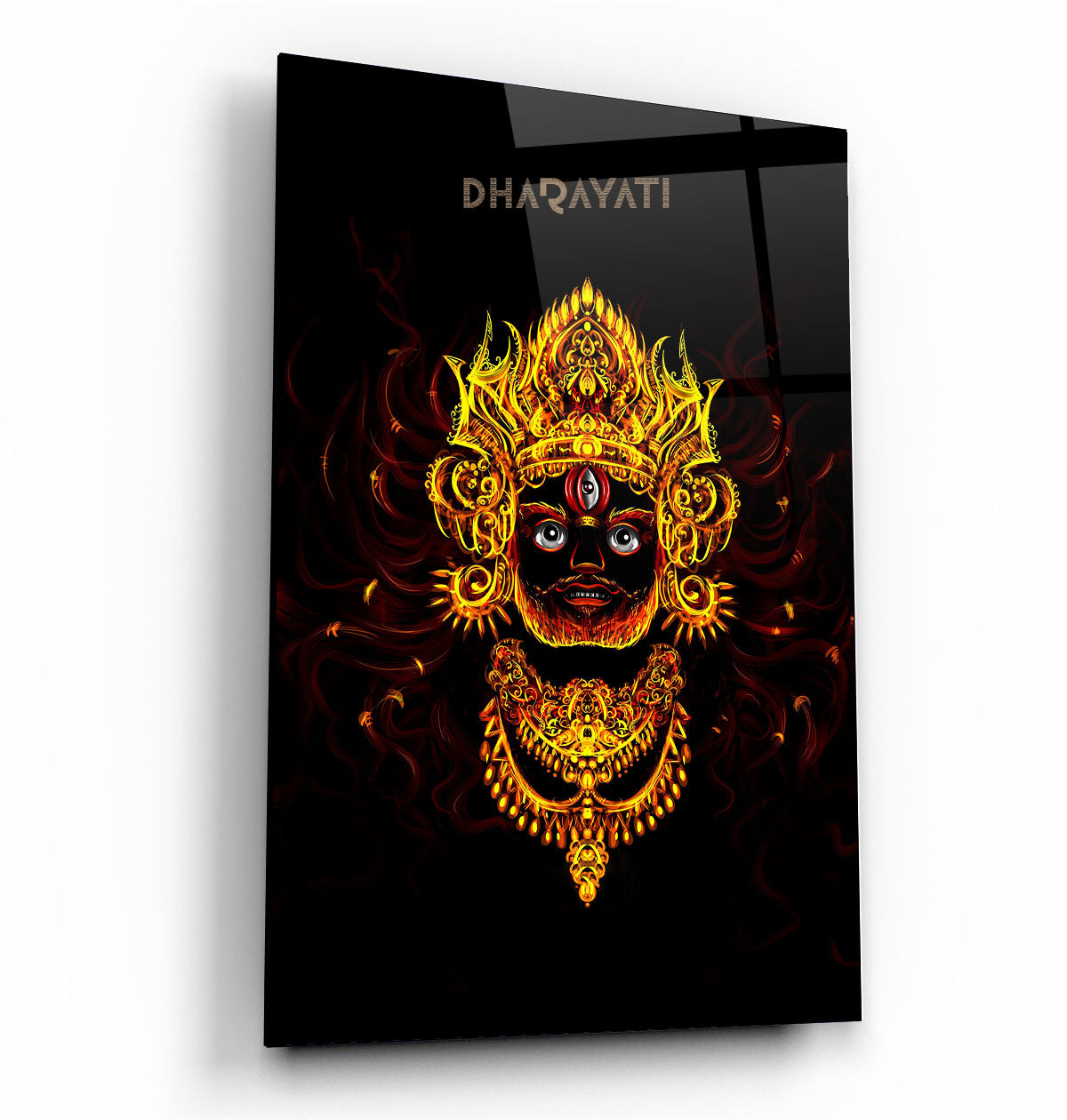 Shri Kalabhairav Ji Glass Wall Art - Embrace the Divine Presence