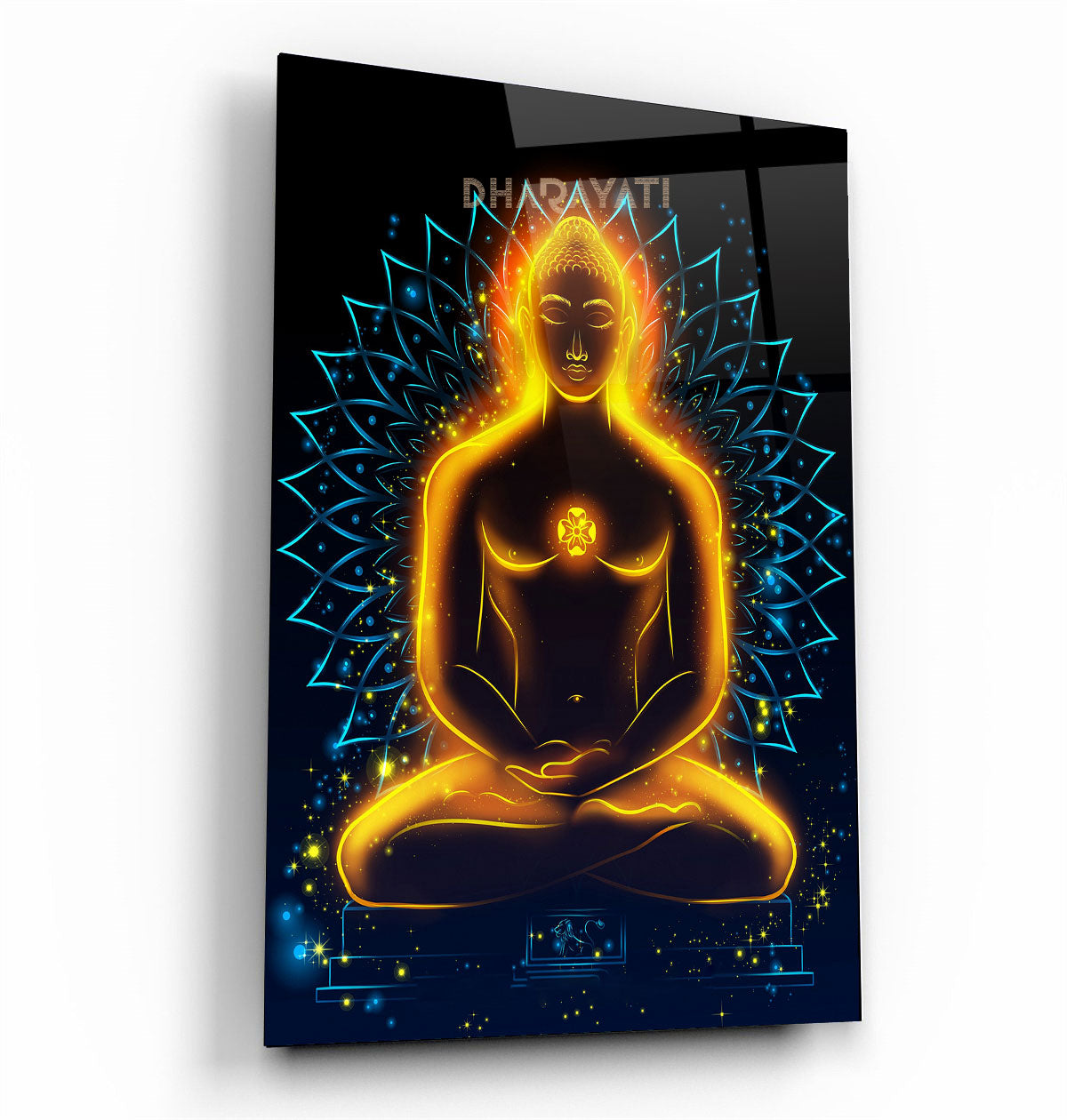 Mahavir in Meditation Glass Wall Art - Serene Enlightenment