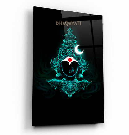 Devi Teal with Moon Glass Wall Art - Embrace the Divine Aura