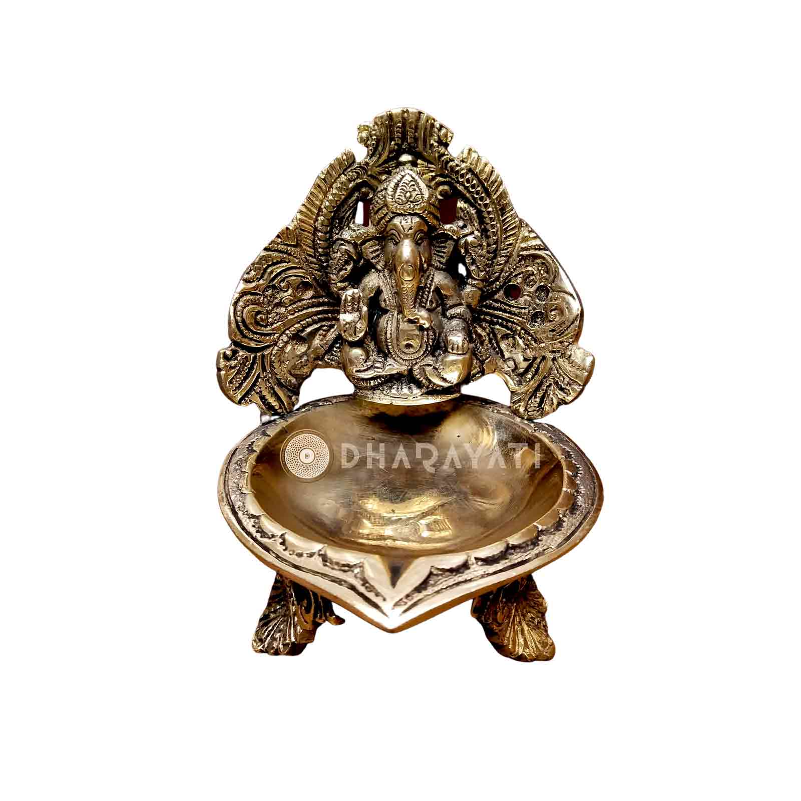 Brass Diya Ganesha Carving